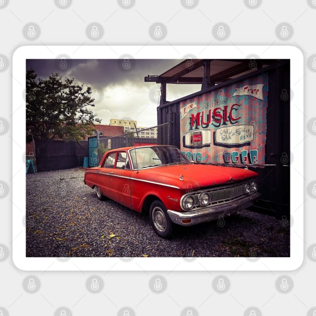 Vintage Red Car New York City Sticker by eleonoraingrid